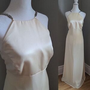 Vintage Y2K Alfred Angelo Gown Buttercup Yellow Rhinestones Homecoming Dress 14